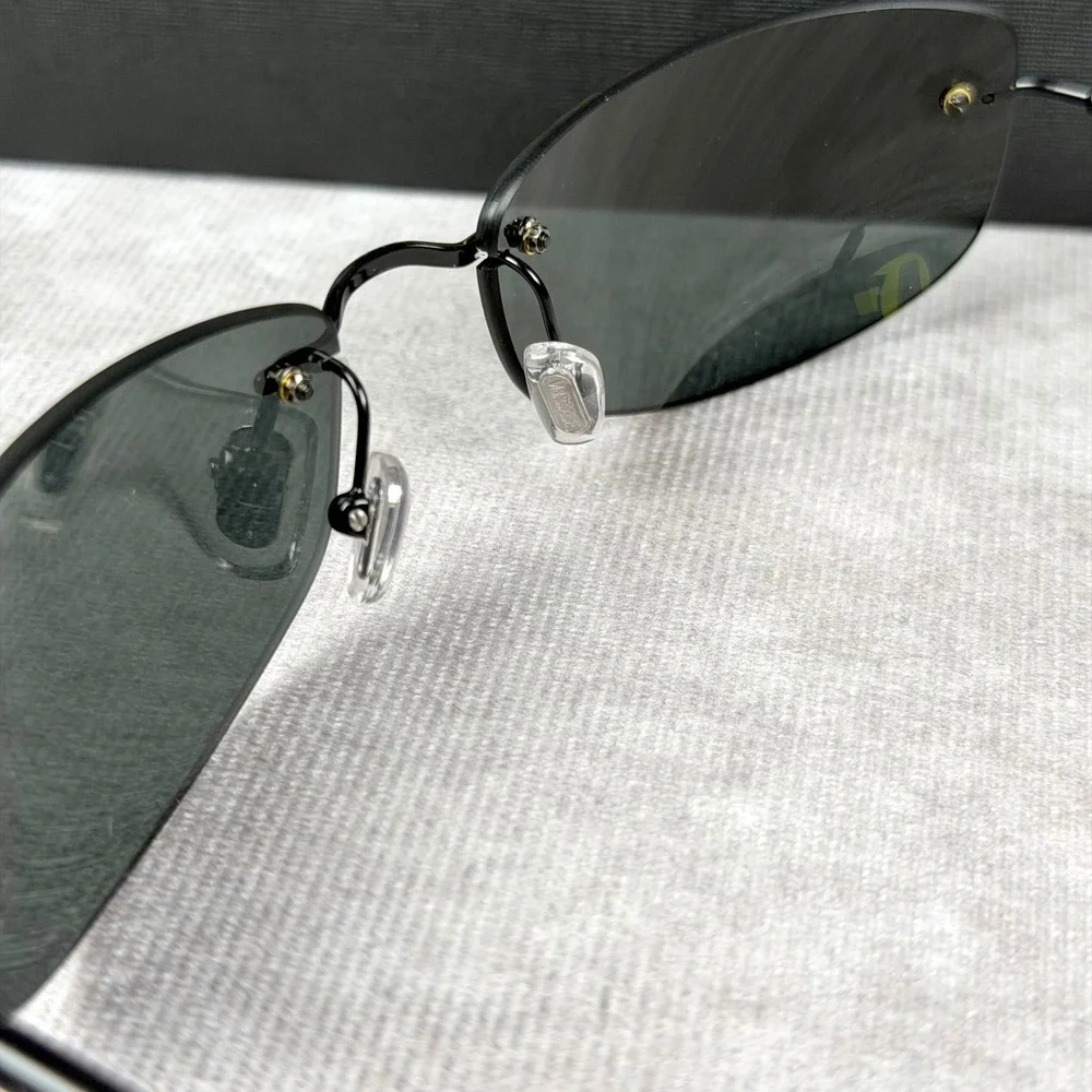 Versace MOD 2279 Black Rimless Sunglasses Grey Lens Italy 60 18 135 NEW